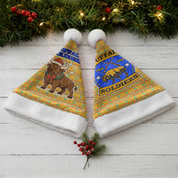 Buffalo Soldiers Christmas Santa Hat with Yellow Cartoon Buffalo Santa Hat Design - Wonder Print Shop