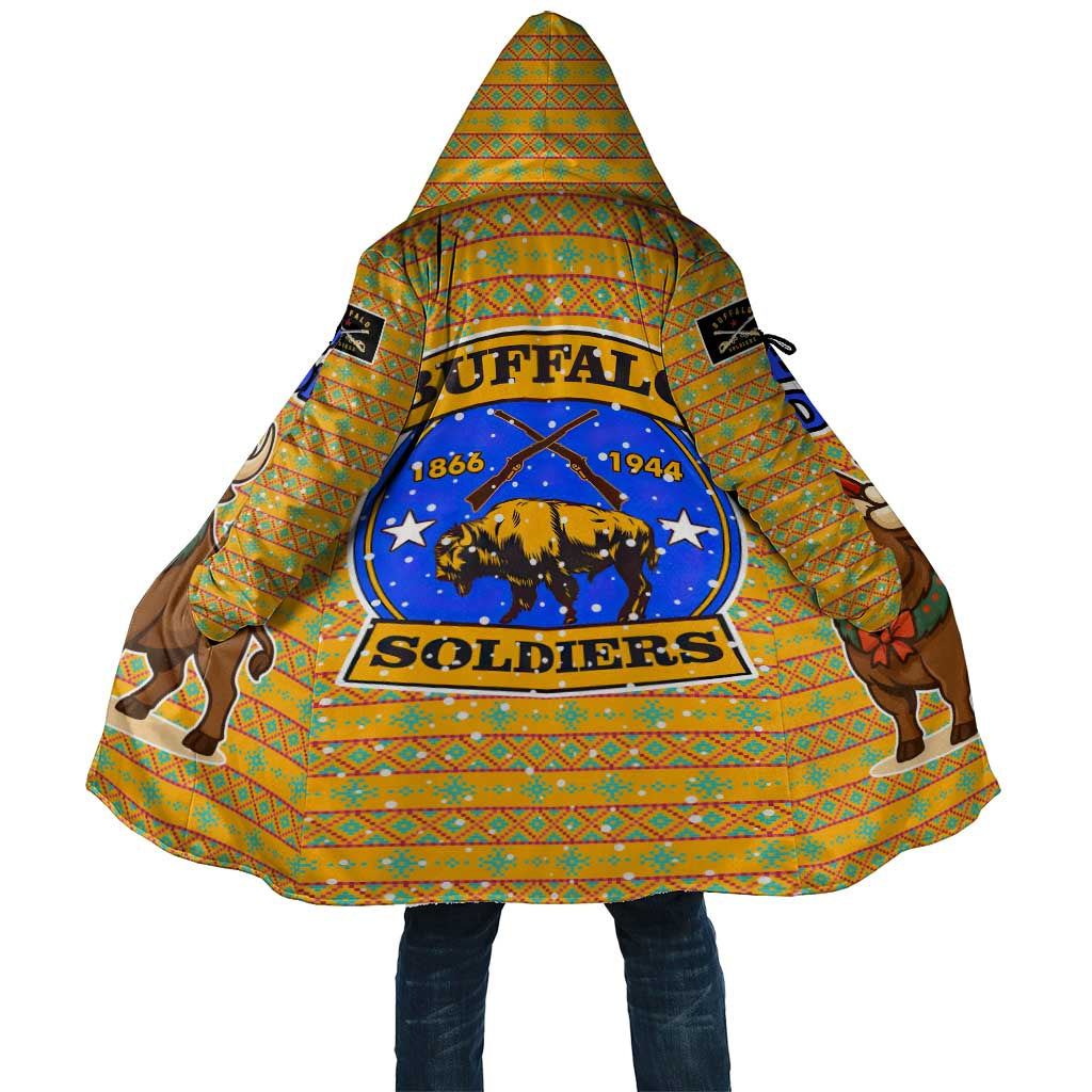 Buffalo Soldiers Christmas Cloak with Yellow Cartoon Buffalo Santa Hat Design - Wonder Print Shop
