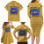 Buffalo Soldiers Christmas Family Matching Long Sleeve Bodycon Dress and Hawaiian Shirt with Yellow Cartoon Buffalo Santa Hat Design - Wonder Print Shop