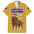 Buffalo Soldiers Christmas Family Matching Long Sleeve Bodycon Dress and Hawaiian Shirt with Yellow Cartoon Buffalo Santa Hat Design - Wonder Print Shop