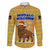 Buffalo Soldiers Christmas Family Matching Long Sleeve Bodycon Dress and Hawaiian Shirt with Yellow Cartoon Buffalo Santa Hat Design - Wonder Print Shop
