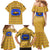 Buffalo Soldiers Christmas Family Matching Mermaid Dress and Hawaiian Shirt with Yellow Cartoon Buffalo Santa Hat Design - Wonder Print Shop
