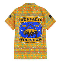 Buffalo Soldiers Christmas Family Matching Mermaid Dress and Hawaiian Shirt with Yellow Cartoon Buffalo Santa Hat Design - Wonder Print Shop
