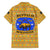 Buffalo Soldiers Christmas Family Matching Off The Shoulder Long Sleeve Dress and Hawaiian Shirt with Yellow Cartoon Buffalo Santa Hat Design - Wonder Print Shop