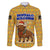 Buffalo Soldiers Christmas Family Matching Off The Shoulder Long Sleeve Dress and Hawaiian Shirt with Yellow Cartoon Buffalo Santa Hat Design - Wonder Print Shop
