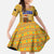 Buffalo Soldiers Christmas Family Matching Off Shoulder Maxi Dress and Hawaiian Shirt with Yellow Cartoon Buffalo Santa Hat Design - Wonder Print Shop