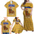 Buffalo Soldiers Christmas Family Matching Off Shoulder Maxi Dress and Hawaiian Shirt with Yellow Cartoon Buffalo Santa Hat Design - Wonder Print Shop