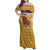 Buffalo Soldiers Christmas Family Matching Off Shoulder Maxi Dress and Hawaiian Shirt with Yellow Cartoon Buffalo Santa Hat Design - Wonder Print Shop