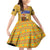 Buffalo Soldiers Christmas Family Matching Off Shoulder Short Dress and Hawaiian Shirt with Yellow Cartoon Buffalo Santa Hat Design - Wonder Print Shop