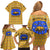 Buffalo Soldiers Christmas Family Matching Off Shoulder Short Dress and Hawaiian Shirt with Yellow Cartoon Buffalo Santa Hat Design - Wonder Print Shop