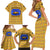 Buffalo Soldiers Christmas Family Matching Short Sleeve Bodycon Dress and Hawaiian Shirt with Yellow Cartoon Buffalo Santa Hat Design - Wonder Print Shop
