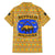 Buffalo Soldiers Christmas Family Matching Short Sleeve Bodycon Dress and Hawaiian Shirt with Yellow Cartoon Buffalo Santa Hat Design - Wonder Print Shop