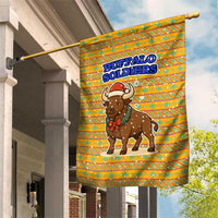 Buffalo Soldiers Christmas Garden Flag with Yellow Cartoon Buffalo Santa Hat Design - Wonder Print Shop