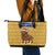 Buffalo Soldiers Christmas Leather Tote Bag with Yellow Cartoon Buffalo Santa Hat Design - Wonder Print Shop