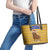 Buffalo Soldiers Christmas Leather Tote Bag with Yellow Cartoon Buffalo Santa Hat Design - Wonder Print Shop