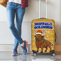 Buffalo Soldiers Christmas Luggage Cover with Yellow Cartoon Buffalo Santa Hat Design - Wonder Print Shop