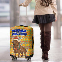 Buffalo Soldiers Christmas Luggage Cover with Yellow Cartoon Buffalo Santa Hat Design - Wonder Print Shop