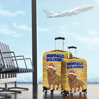 Buffalo Soldiers Christmas Luggage Cover with Yellow Cartoon Buffalo Santa Hat Design - Wonder Print Shop