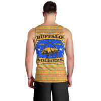 Buffalo Soldiers Christmas Men Tank Top with Yellow Cartoon Buffalo Santa Hat Design - Wonder Print Shop