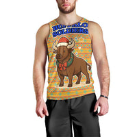 Buffalo Soldiers Christmas Men Tank Top with Yellow Cartoon Buffalo Santa Hat Design - Wonder Print Shop