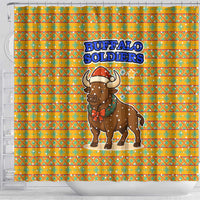 Buffalo Soldiers Christmas Shower Curtain with Yellow Cartoon Buffalo Santa Hat Design - Wonder Print Shop