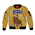 Buffalo Soldiers Christmas Sleeve Zip Bomber Jacket with Yellow Cartoon Buffalo Santa Hat Design - Wonder Print Shop