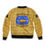 Buffalo Soldiers Christmas Sleeve Zip Bomber Jacket with Yellow Cartoon Buffalo Santa Hat Design - Wonder Print Shop