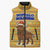 Buffalo Soldiers Christmas Sleeveless Puffer Jacket with Yellow Cartoon Buffalo Santa Hat Design - Wonder Print Shop