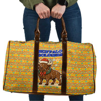 Buffalo Soldiers Christmas Travel Bag with Yellow Cartoon Buffalo Santa Hat Design - Wonder Print Shop