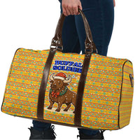 Buffalo Soldiers Christmas Travel Bag with Yellow Cartoon Buffalo Santa Hat Design - Wonder Print Shop