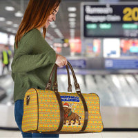 Buffalo Soldiers Christmas Travel Bag with Yellow Cartoon Buffalo Santa Hat Design - Wonder Print Shop