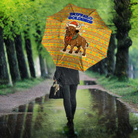Buffalo Soldiers Christmas Umbrella with Yellow Cartoon Buffalo Santa Hat Design - Wonder Print Shop