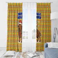 Buffalo Soldiers Christmas Window Curtain with Yellow Cartoon Buffalo Santa Hat Design - Wonder Print Shop