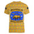 Buffalo Soldiers Christmas Women V-Neck T-Shirt with Yellow Cartoon Buffalo Santa Hat Design - Wonder Print Shop