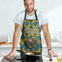 Buffalo Soldiers Christmas Apron with Blue Yellow Plaid Parade Illustration Design - Wonder Print Shop