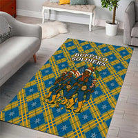 Buffalo Soldiers Christmas Area Rug with Blue Yellow Plaid Parade Illustration Design - Wonder Print Shop