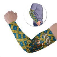 Buffalo Soldiers Christmas Arm Sleeves with Blue Yellow Plaid Parade Illustration Design - Wonder Print Shop