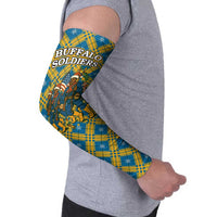 Buffalo Soldiers Christmas Arm Sleeves with Blue Yellow Plaid Parade Illustration Design - Wonder Print Shop