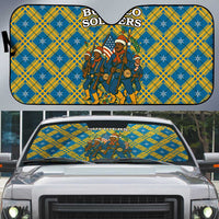 Buffalo Soldiers Christmas Auto Sun Shade with Blue Yellow Plaid Parade Illustration Design - Wonder Print Shop
