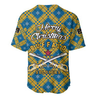 Buffalo Soldiers Christmas Baseball Jersey with Blue Yellow Plaid Parade Illustration Design - Wonder Print Shop