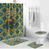 Buffalo Soldiers Christmas Bathroom Set with Blue Yellow Plaid Parade Illustration Design - Wonder Print Shop