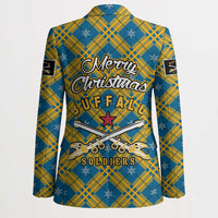 Buffalo Soldiers Christmas Blazer with Blue Yellow Plaid Parade Illustration Design - Wonder Print Shop