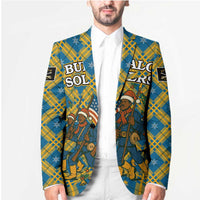 Buffalo Soldiers Christmas Blazer with Blue Yellow Plaid Parade Illustration Design - Wonder Print Shop