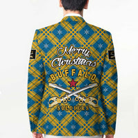 Buffalo Soldiers Christmas Blazer with Blue Yellow Plaid Parade Illustration Design - Wonder Print Shop