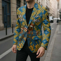 Buffalo Soldiers Christmas Blazer with Blue Yellow Plaid Parade Illustration Design - Wonder Print Shop