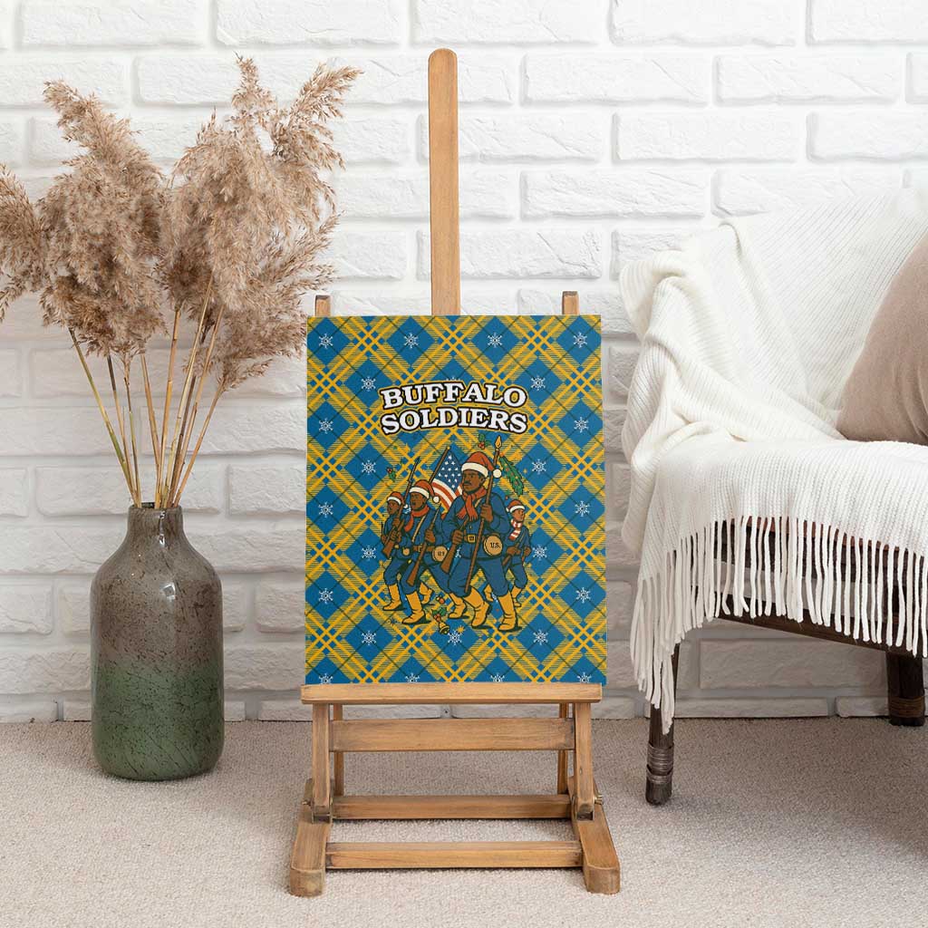 Buffalo Soldiers Christmas Canvas Wall Art with Blue Yellow Plaid Parade Illustration Design - Wonder Print Shop