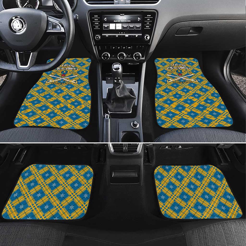 Buffalo Soldiers Christmas Car Mats with Blue Yellow Plaid Parade Illustration Design - Wonder Print Shop