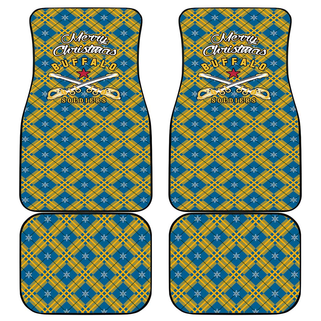 Buffalo Soldiers Christmas Car Mats with Blue Yellow Plaid Parade Illustration Design - Wonder Print Shop