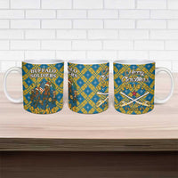 Buffalo Soldiers Christmas Ceramic Mug with Blue Yellow Plaid Parade Illustration Design - Wonder Print Shop
