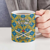 Buffalo Soldiers Christmas Ceramic Mug with Blue Yellow Plaid Parade Illustration Design - Wonder Print Shop